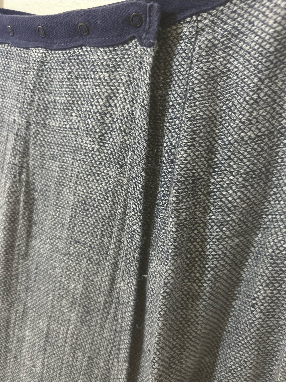 Vintage 70s 80s Reversible Blue Tweed Adjustable Snap Wrap Midi Skirt M L - Picture 10 of 11